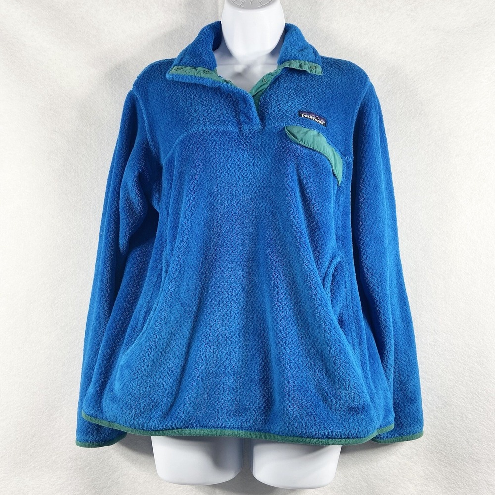 Patagonia Jacket Women's Medium Blue Re-Tool Snap T Fleece Pullover Fluffy